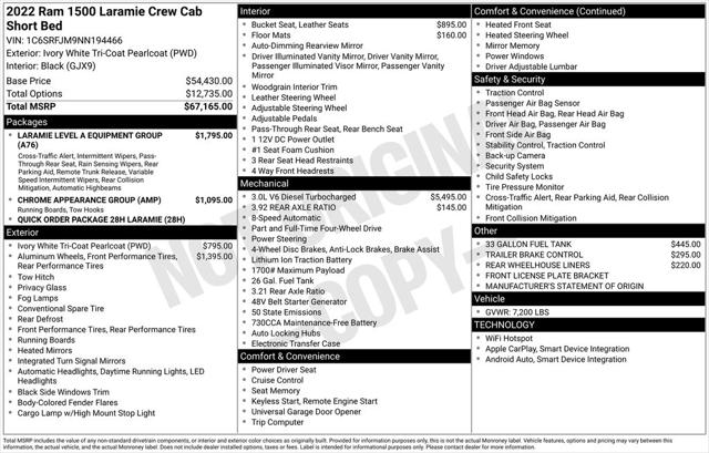 2022 RAM 1500 Laramie Crew Cab 4x4 57 Box