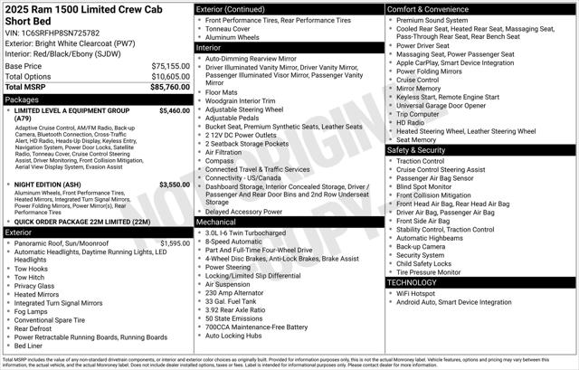 2025 RAM Ram 1500 RAM 1500 LIMITED CREW CAB 4X4 57 BOX