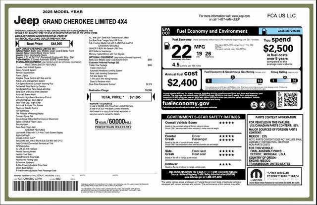 2025 Jeep Grand Cherokee GRAND CHEROKEE LIMITED 4X4