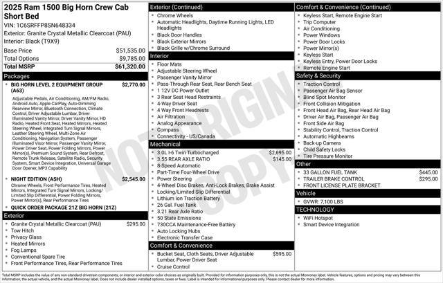 2025 RAM Ram 1500 RAM 1500 BIG HORN CREW CAB 4X4 57 BOX