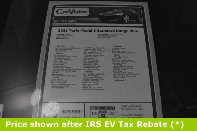 2021 Tesla Model 3 Standard Range Plus Rear-Wheel Drive