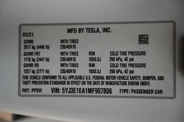 2021 Tesla Model 3 Standard Range Plus Rear-Wheel Drive