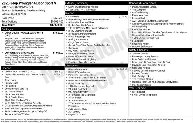 2025 Jeep Wrangler WRANGLER 4-DOOR SPORT S