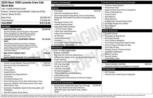 2025 RAM Ram 1500 RAM 1500 LARAMIE CREW CAB 4X4 57 BOX