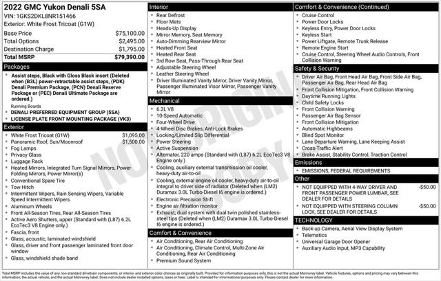 2022 GMC Yukon 4WD Denali 2022 GMC Yukon 4WD Denali