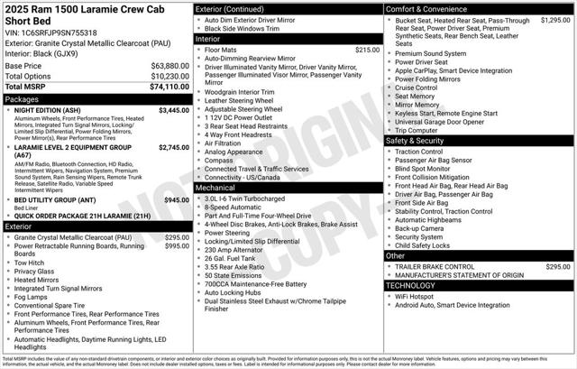 2025 RAM Ram 1500 RAM 1500 LARAMIE CREW CAB 4X4 57 BOX