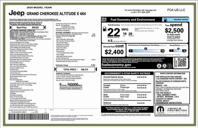 2025 Jeep Grand Cherokee GRAND CHEROKEE ALTITUDE X 4X4