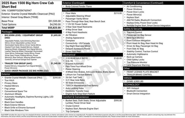2025 RAM Ram 1500 RAM 1500 BIG HORN CREW CAB 4X4 57 BOX