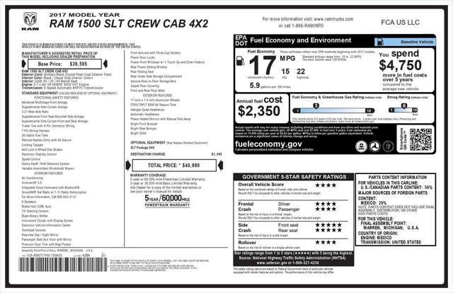 2017 RAM 1500 SLT Crew Cab 4x2 64 Box