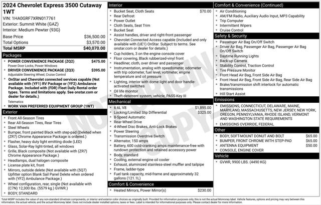 2024 Chevrolet Express Cutaway Work Van