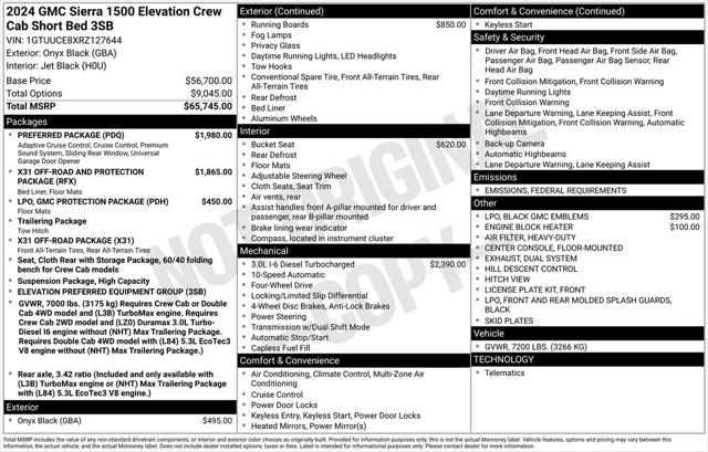 2024 GMC Sierra 1500 4WD Crew Cab Standard Box Elevation