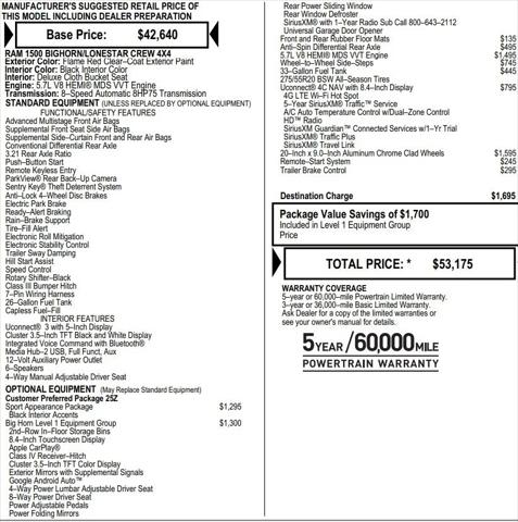 2020 RAM 1500 Big Horn Crew Cab 4x4 57 Box