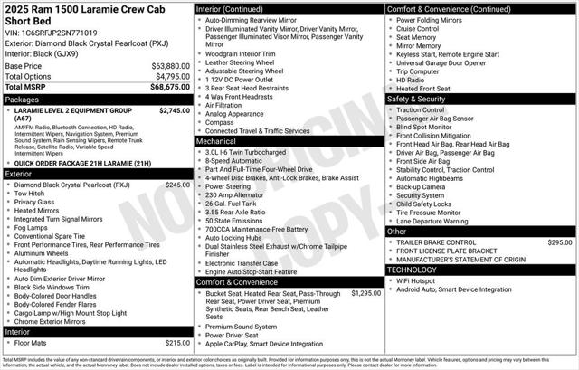 2025 RAM Ram 1500 RAM 1500 LARAMIE CREW CAB 4X4 57 BOX 2025 RAM Ram 1500 RAM 1500 LARAMIE CREW CAB 4X4 57 BOX