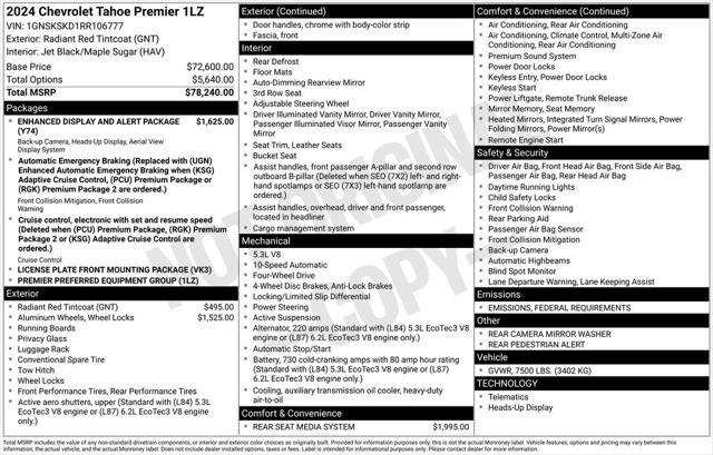 2024 Chevrolet Tahoe 4WD Premier