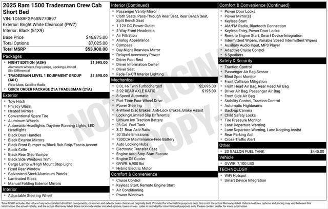 2025 RAM Ram 1500 RAM 1500 TRADESMAN CREW CAB 4X4 57 BOX