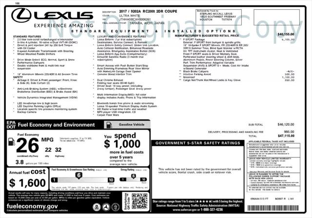 Used 2017 Lexus RC 200t For Sale in Addison, TX