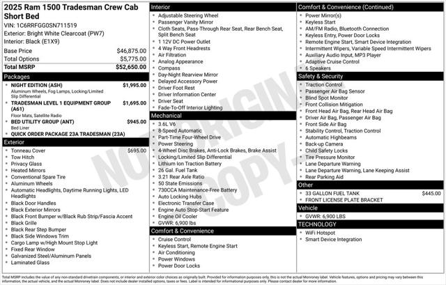 2025 RAM Ram 1500 RAM 1500 TRADESMAN CREW CAB 4X4 57 BOX