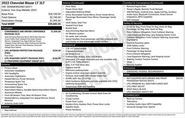 2022 Chevrolet Blazer AWD 2LT