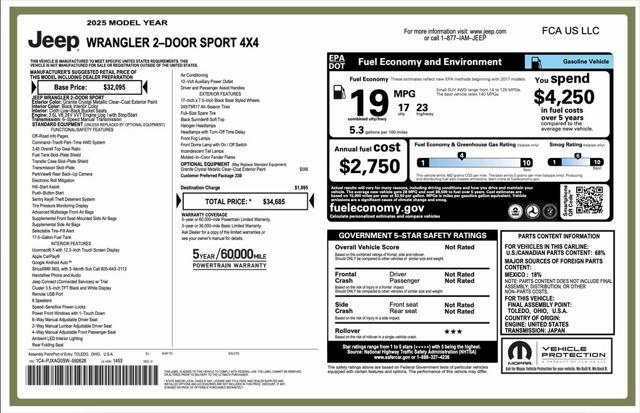 2025 Jeep Wrangler WRANGLER 2-DOOR SPORT