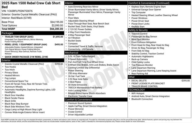 2025 RAM Ram 1500 RAM 1500 REBEL CREW CAB 4X4 57 BOX