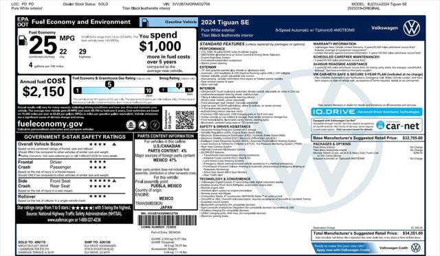 2024 Volkswagen Tiguan 2.0T SE