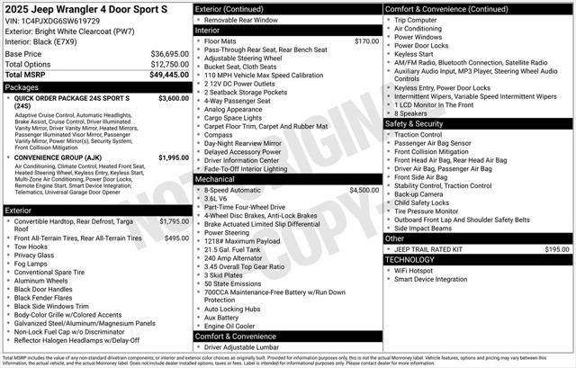 2025 Jeep Wrangler WRANGLER 4-DOOR SPORT S