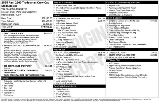 2025 RAM Ram 2500 RAM 2500 TRADESMAN CREW CAB 4X4 64 BOX