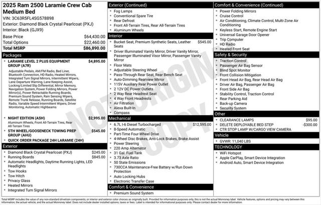 2025 RAM Ram 2500 RAM 2500 LARAMIE CREW CAB 4X4 64 BOX
