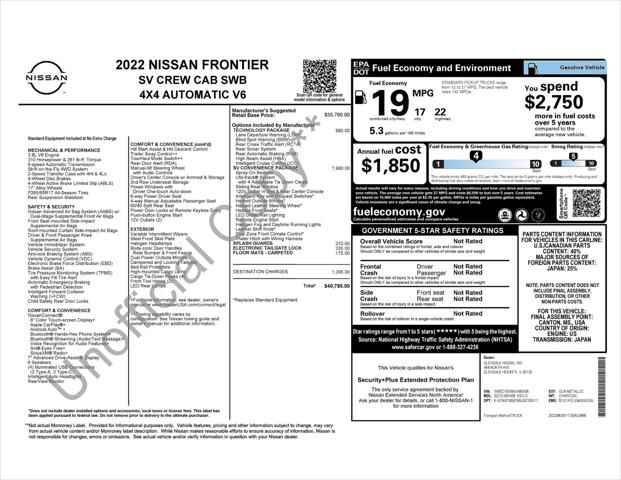 2022 Nissan Frontier Crew Cab SV 4x4
