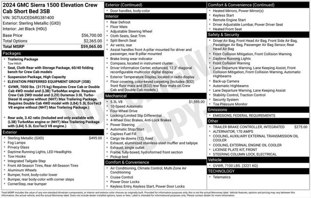 2024 GMC Sierra 1500 4WD Crew Cab Short Box Elevation with 3SB
