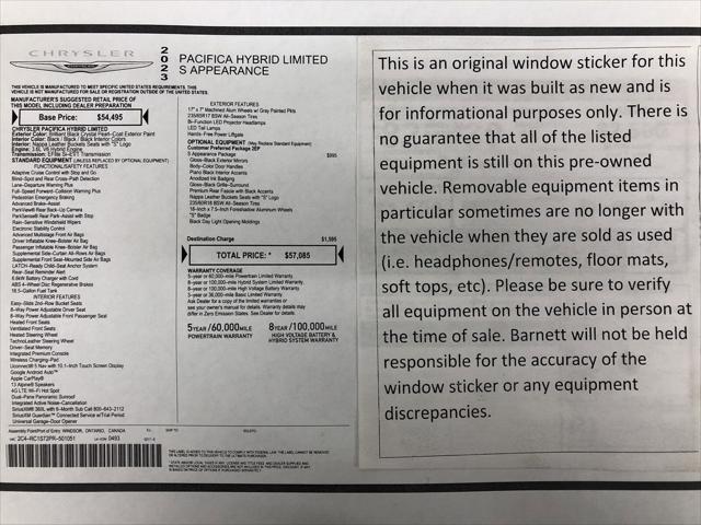 2023 Chrysler Pacifica Hybrid Limited 2023 Chrysler Pacifica Hybrid Limited