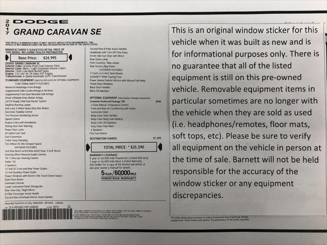 2017 Dodge Grand Caravan SE 2017 Dodge Grand Caravan SE