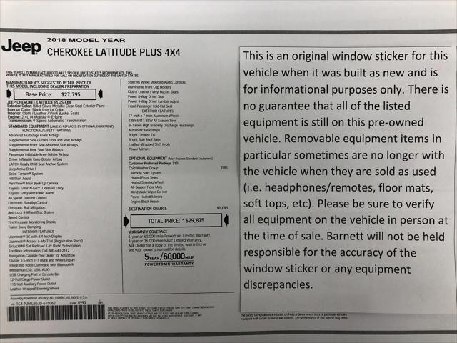 2018 Jeep Cherokee Latitude Plus 4x4 2018 Jeep Cherokee Latitude Plus 4x4