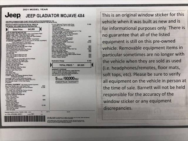 2021 Jeep Gladiator Mojave 4X4 2021 Jeep Gladiator Mojave 4X4