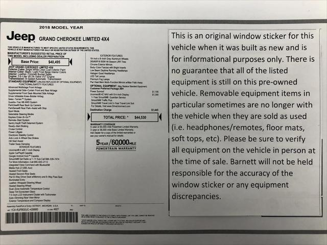 2018 Jeep Grand Cherokee Limited 4x4 2018 Jeep Grand Cherokee Limited 4x4
