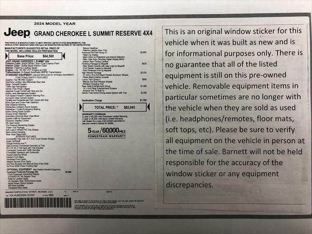 2024 Jeep Grand Cherokee L Summit Reserve 4x4 2024 Jeep Grand Cherokee L Summit Reserve 4x4