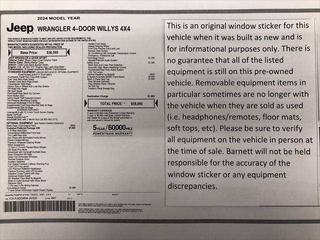 2024 Jeep Wrangler 4-Door Willys 4x4 2024 Jeep Wrangler 4-Door Willys 4x4