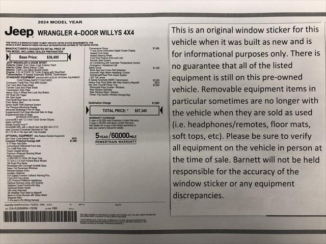 2024 Jeep Wrangler 4-Door Willys 4x4 2024 Jeep Wrangler 4-Door Willys 4x4
