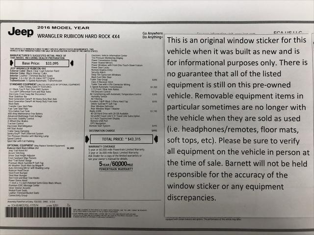 2016 Jeep Wrangler Rubicon Hard Rock 2016 Jeep Wrangler Rubicon Hard Rock