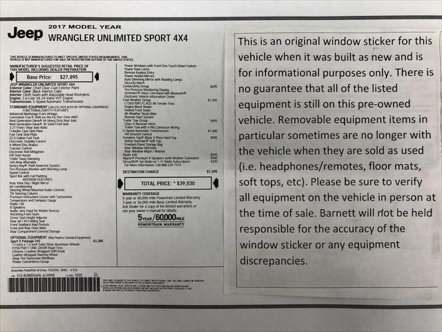 2017 Jeep Wrangler Unlimited Sport 4x4 2017 Jeep Wrangler Unlimited Sport 4x4