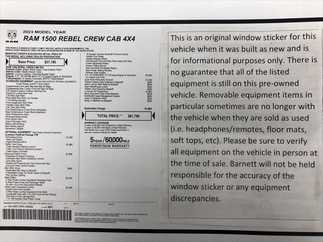 2023 RAM 1500 Rebel Crew Cab 4x4 57 Box 2023 RAM 1500 Rebel Crew Cab 4x4 57 Box
