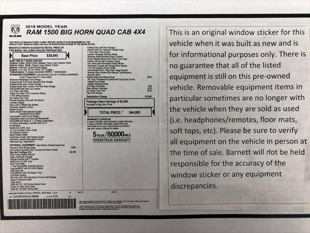 2018 RAM 1500 Big Horn Quad Cab 4x4 64 Box 2018 RAM 1500 Big Horn Quad Cab 4x4 64 Box