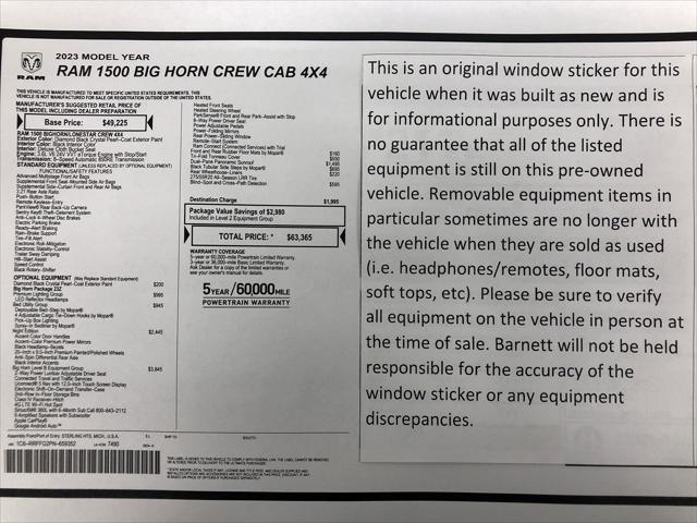 2023 RAM 1500 Big Horn Crew Cab 4x4 57 Box 2023 RAM 1500 Big Horn Crew Cab 4x4 57 Box