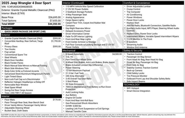 2025 Jeep Wrangler WRANGLER 4-DOOR SPORT