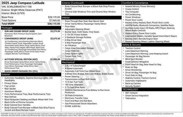 2025 Jeep Compass COMPASS LATITUDE 4X4