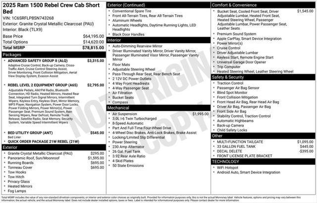 2025 RAM Ram 1500 RAM 1500 REBEL CREW CAB 4X4 57 BOX
