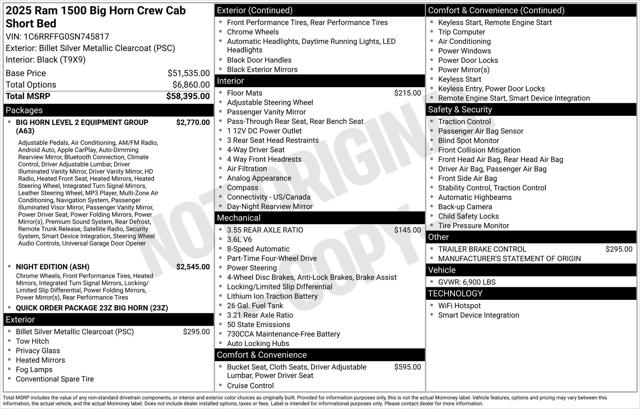 2025 RAM Ram 1500 RAM 1500 BIG HORN CREW CAB 4X4 57 BOX