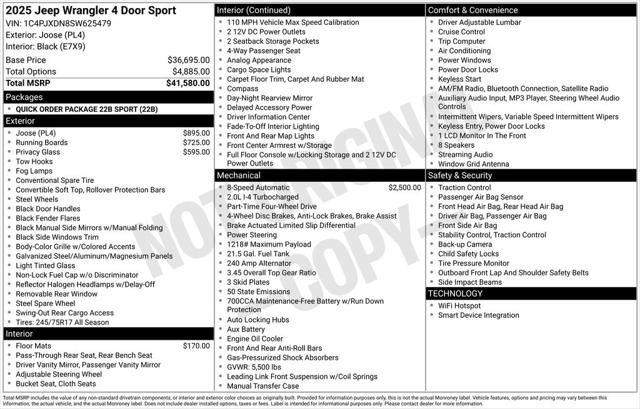 2025 Jeep Wrangler WRANGLER 4-DOOR SPORT
