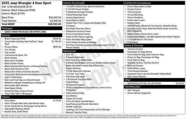 2025 Jeep Wrangler WRANGLER 4-DOOR SPORT