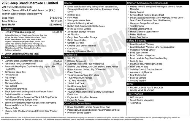2025 Jeep Grand Cherokee GRAND CHEROKEE L LIMITED 4X4